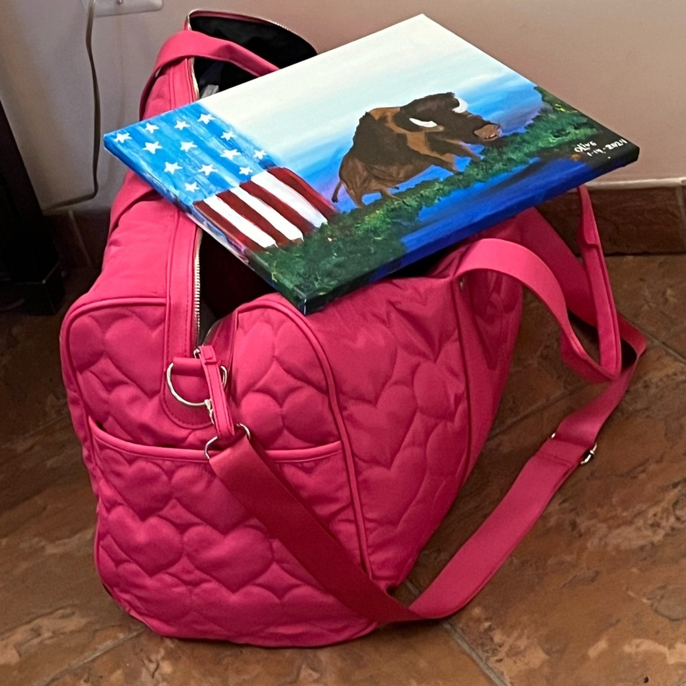 Pink Quilted Duffle Bag